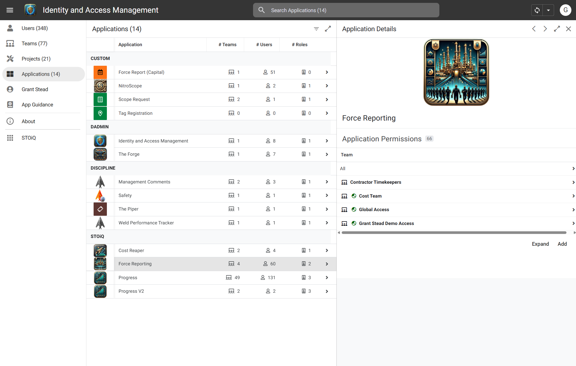 Identity Access Management App interface